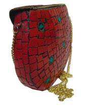 MOSAIC INDIAN HANDMADE MOSAIC METAL CLUTCH PURSE EVENING BAG
