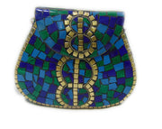 8STYLE MOSAIC WORK PURSE METAL CLUTCH INDIAN HANDMADE