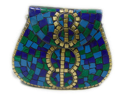 8STYLE MOSAIC WORK PURSE METAL CLUTCH INDIAN HANDMADE