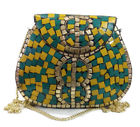 8STYLE MOSAIC WORK PURSE METAL CLUTCH INDIAN HANDMADE