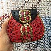 8STYLE MOSAIC WORK PURSE METAL CLUTCH INDIAN HANDMADE
