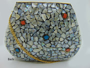 8STYLE MOSAIC WORK PURSE METAL CLUTCH INDIAN HANDMADE