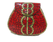8STYLE MOSAIC WORK PURSE METAL CLUTCH INDIAN HANDMADE