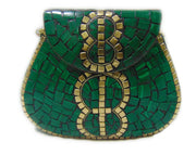8STYLE MOSAIC WORK PURSE METAL CLUTCH INDIAN HANDMADE