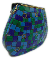 8STYLE MOSAIC WORK PURSE METAL CLUTCH INDIAN HANDMADE