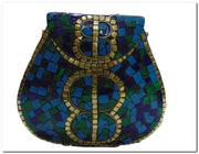 8STYLE MOSAIC WORK PURSE METAL CLUTCH INDIAN HANDMADE