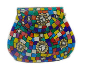 SEA GREEN MOSAIC WORK PURSE CLUTCH INDIAN HANDMADE