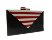 BAG WOOD RESIN CLUTCH BOX PURSE EVENING HANDBAG WALLET