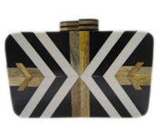 BAG WOOD RESIN CLUTCH BOX PURSE EVENING HANDBAG WALLET