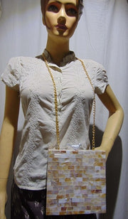 Bird knob Natural Sea Shell sling Clutch Bag