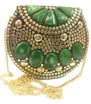 Resin Stone Studded Handmade Clutch Cum Sling