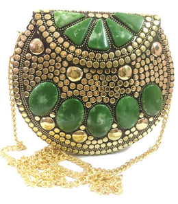 Resin Stone Studded Handmade Clutch Cum Sling