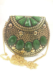 Resin Stone Studded Handmade Clutch Cum Sling