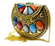 Resin stone Brass Alloy Clutch Bag