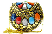 Resin stone Brass Alloy Clutch Bag