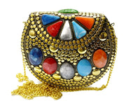 Resin stone Brass Alloy Clutch Bag