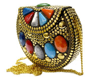Resin stone Brass Alloy Clutch Bag