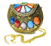 Resin stone Brass Alloy Clutch Bag