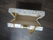 MOTHER OF PEARL CLUTCH CRYSTAL HANDBAGS