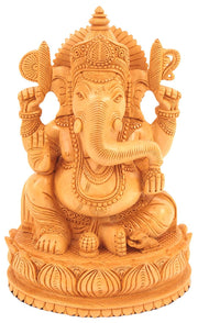 LORD GANESHA WOOD SCULPTURE ELEPHANT