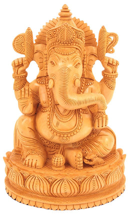 LORD GANESHA WOOD SCULPTURE ELEPHANT