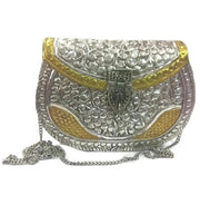 WHITE METAL TWO TONE CLUTCHES