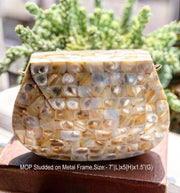 SHELL MOP BAG METAL MOSAIC CLUTCH WALLET PURSE