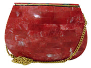 SHELL MOP BAG METAL MOSAIC CLUTCH WALLET PURSE