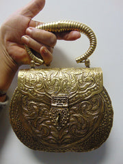Hand Carving Vintage Handmade Brass metal purse
