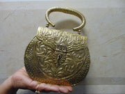 Hand Carving Vintage Handmade Brass metal purse