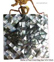 Mother of Pearl White square clutch bag