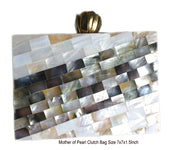 Mother of Pearl White square clutch bag
