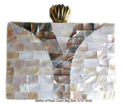 Mother of Pearl White square clutch bag