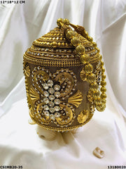 Metal Round Purse Rusty Gold