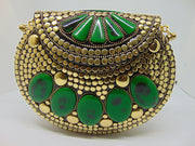 Resin Stone Oval Shape Metal Clutch Bags