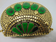 Resin Stone Oval Shape Metal Clutch Bags
