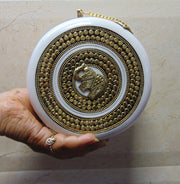 White Resin Round Bag Metal Purse