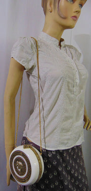 White Resin Round Bag Metal Purse