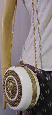 White Resin Round Bag Metal Purse
