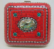 Red Handmade MOP bag Metal