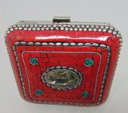 Red Handmade MOP bag Metal