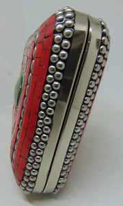 Red Handmade MOP bag Metal
