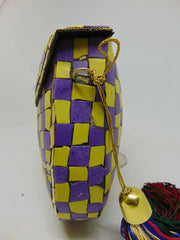 india Mosaic stone metal clutch purse