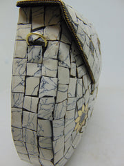 White metal clutch Ethnic Metal Bag