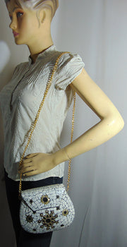 White metal clutch Ethnic Metal Bag