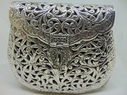 Hand carving silverIndian Women metal clutch Bag