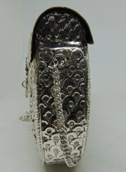 Hand carving silverIndian Women metal clutch Bag