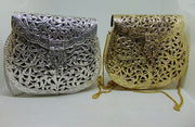 Hand carving silverIndian Women metal clutch Bag
