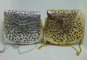 Hand carving silverIndian Women metal clutch Bag