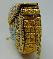 Silver pearl Mosaic stuuded Clutch Bag
